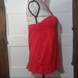 L.e.i. Women's Coral Halter Top with Bra Top (Size Large)